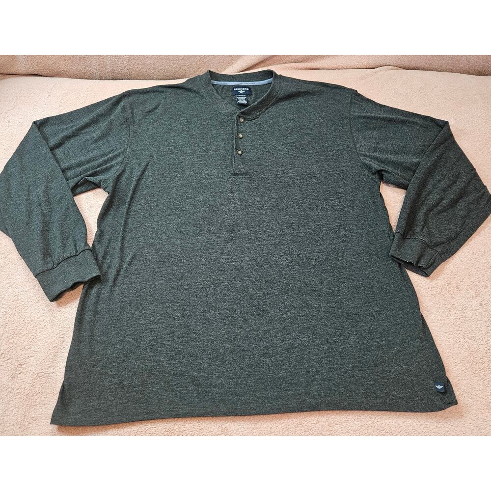 Dockers Sleepwear Top Charcoal Heather Long Sleeve Henley Shirt XL